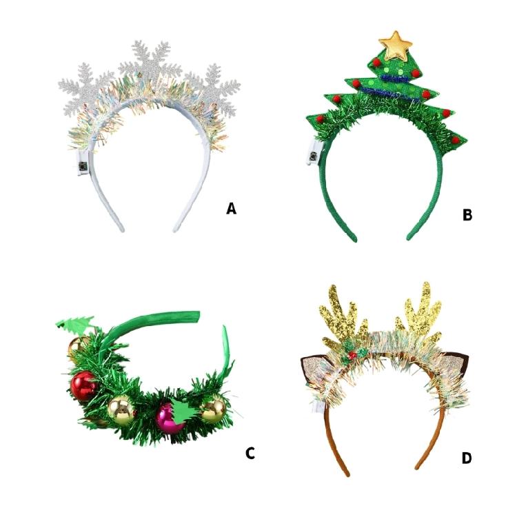 Batteriebetriebenes leuchtendes Weihnachtskopfstück Leuchtende Haardekoration für Nachtpartys Familienfeiern