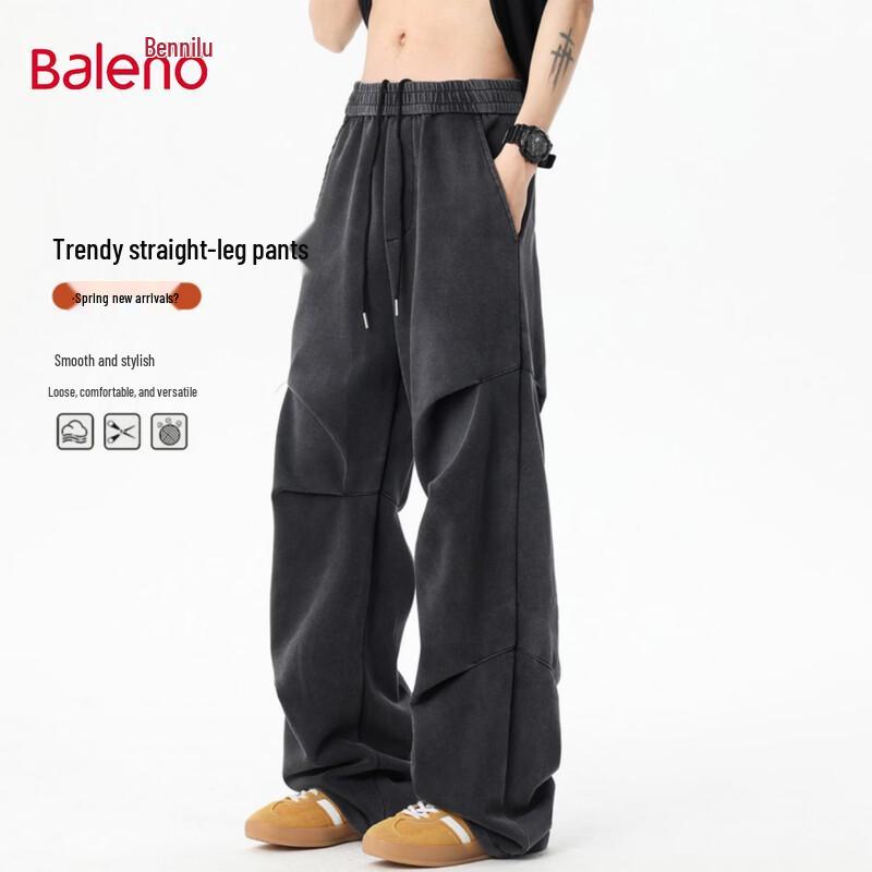 Baleno Men s Pleated Wide-Leg Casual Trousers XL