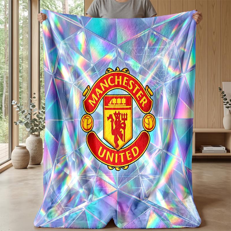 Manchester United Theme Blanket Soft Flannel Blanket Plush Throw Blanket Cozy Sofa Bed Blanket for Home Decor