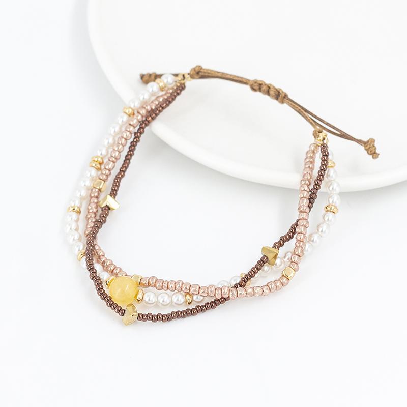 Multicolor Layered Beaded Adjustable Bracelet Set for Women Bohemian Handmade Jewelry Gift