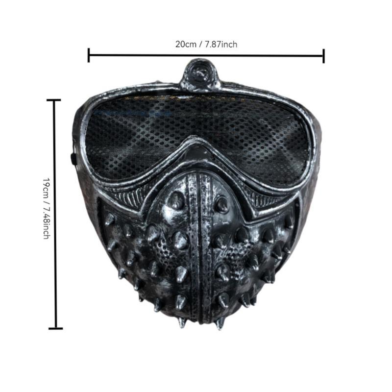 1PC Halloween Punk COS Anime Mask Ghost Step Street Dance Willow Spike Stage Performance Men's Half Face Watchdog Mask