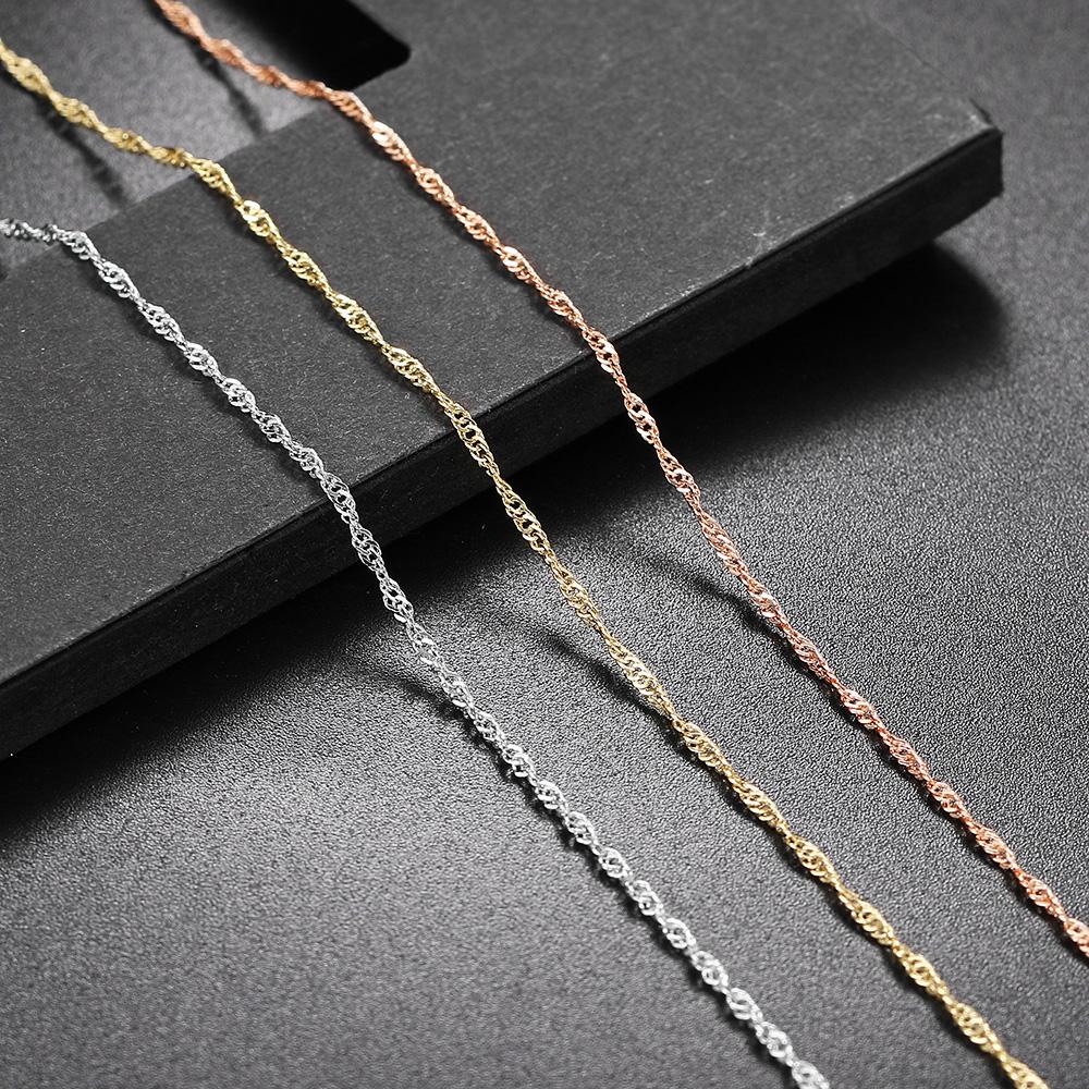 Simple Chain Necklace for Women Gold Water-wave Snake Box Chain Clavicle Choker Jewelry on The Neck C002