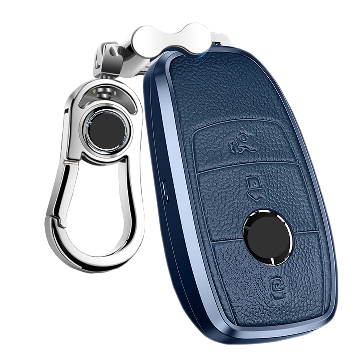 

[PELKER] Металлический + Кожаный Чехол для Ключа Mercedes Benz A-Класс B-Класс C-Класс S синий