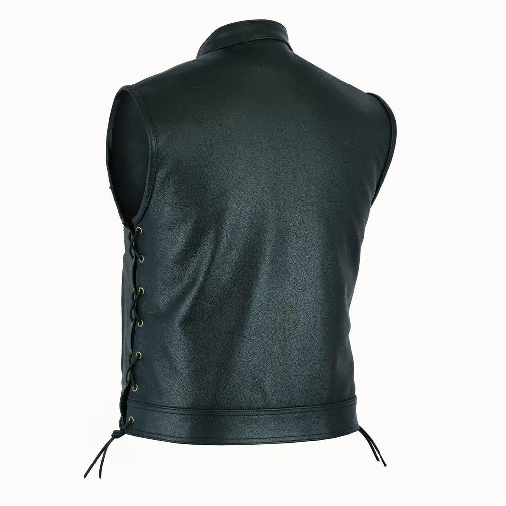 Men Pu Leather Vest 2026 Men Single-Breasted Zipper Short Sleeveless Top Winter Autumn Men Motorcycle Biker Leather Waistcoats