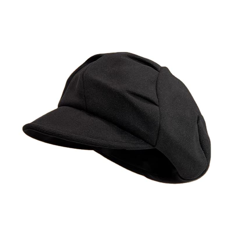 Cloud Hat Women's Autumn Winter New Octagonal Beret Wrinkled Face-Slimming British Retro Painter Hat Versatile