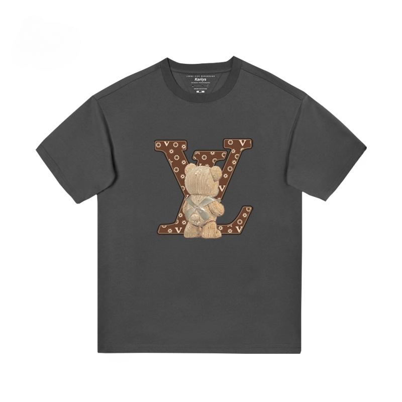 Bear High Street Marca Trendy Maglietta Larga per Persone Robuste Pantaloncini Americani Manica Corta da Uomo Manica a Tre Quarti Cotone Puro Taglia Larga Top