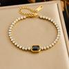 Gold Plated Emerald Cubic Zirconia Tennis Chain Bracelet