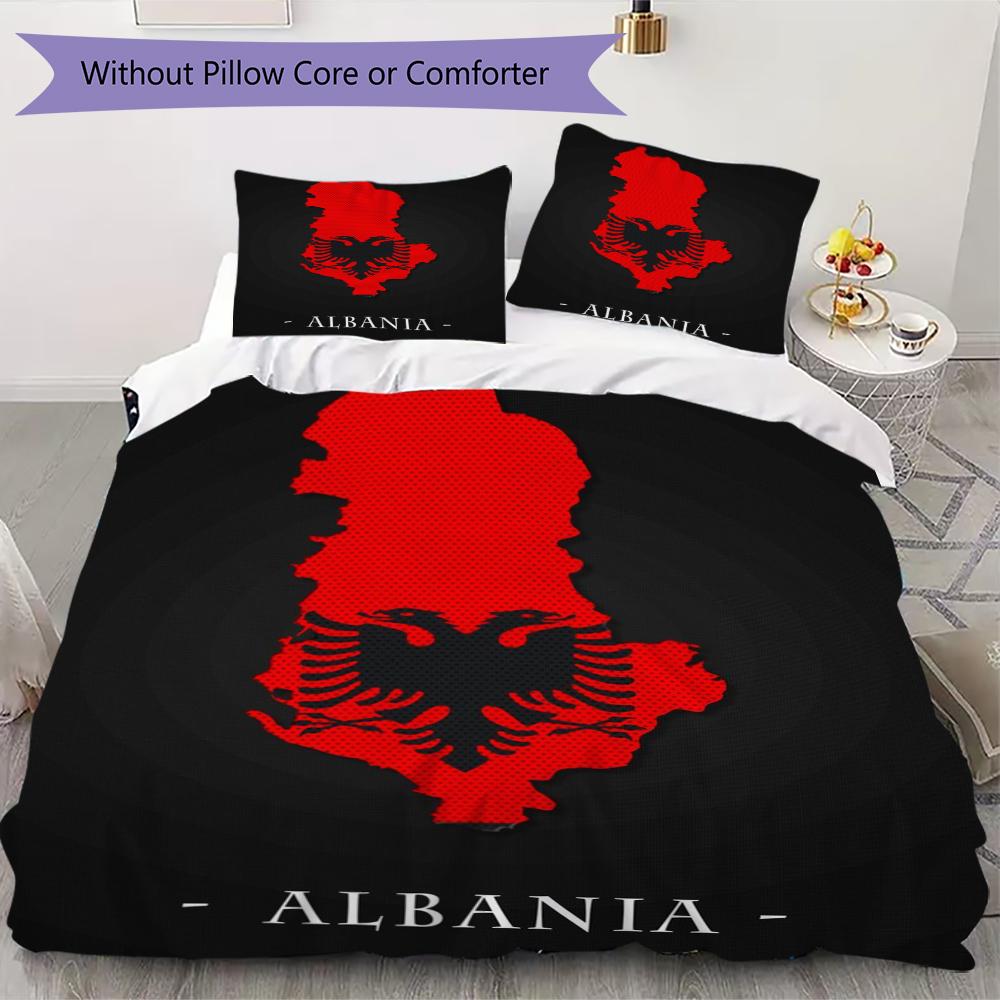 

Republic of Albania Pattern Bedding uilt Set uilt Cover Pillowcase Home Decoration Birthday Gift (1 * duvet cover + 2 * pillowcase without core) 135x200cm