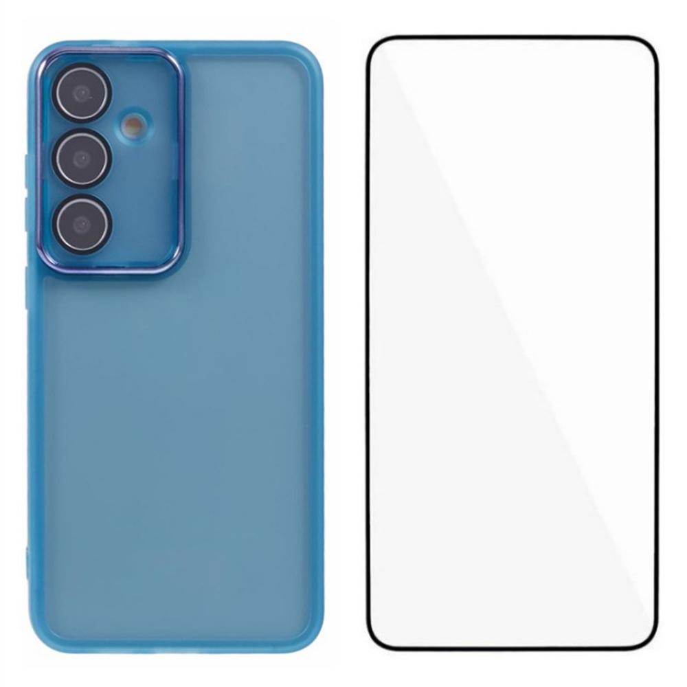 

WANLONFENG DKSM Series for Samsung Galaxy S25 TPU Case Electroplated Frame with Tempered Glass Transparent Blue