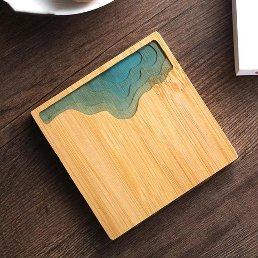 Ocean Wave Design Art Coaster Round Shape Cup Mat New Cup Holder  Home Decoration