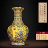 Qianlong Enamel Orange Flower And Bird Hexagonal Vase Antique Jingdezhen Porcelain Home Chinese Decoration