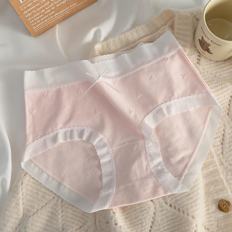 10A Antibacterial Seamless Lace Trim Cotton Women's Triangle Panties