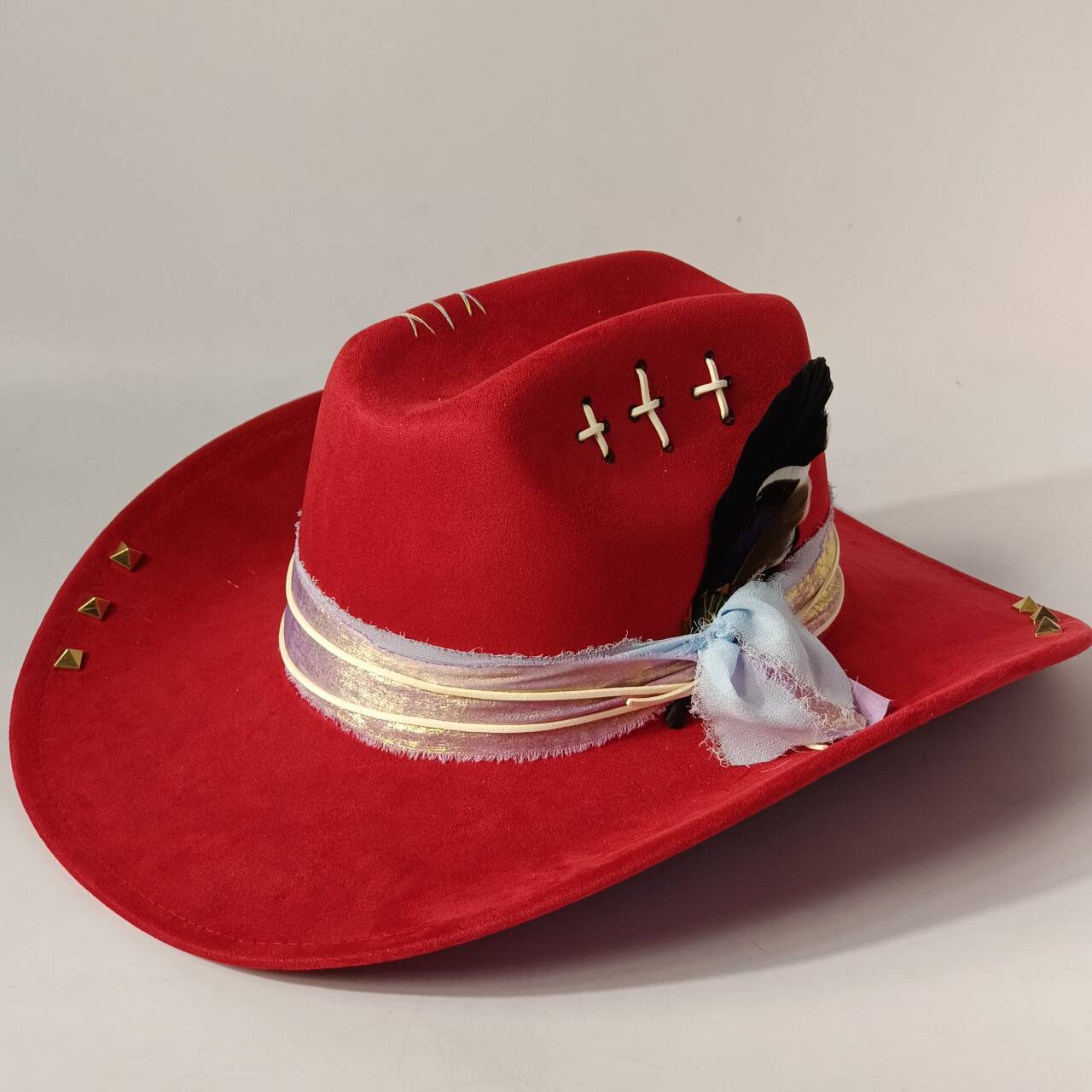 Freedom Outdoors Women's Suede Vintage Western Cowboy Hat Men's Gentleman's Fedora Panama Hat Cowboy Hat Fashionable Punk Style Sombrero Hombre 56-58Cm