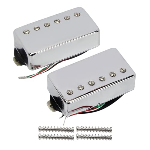FLEOR Humbucker Pickup Ceramic Guitar Neck + Bridge Pickup Set Chrome Fit Les Paul Style Electric Guitar