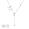 Interstellar Grey Niche Sweater Chain Handmade Necklace Glass Pearl Imitation Multi-hemp Silver Grey Pearl, Titanium Steel