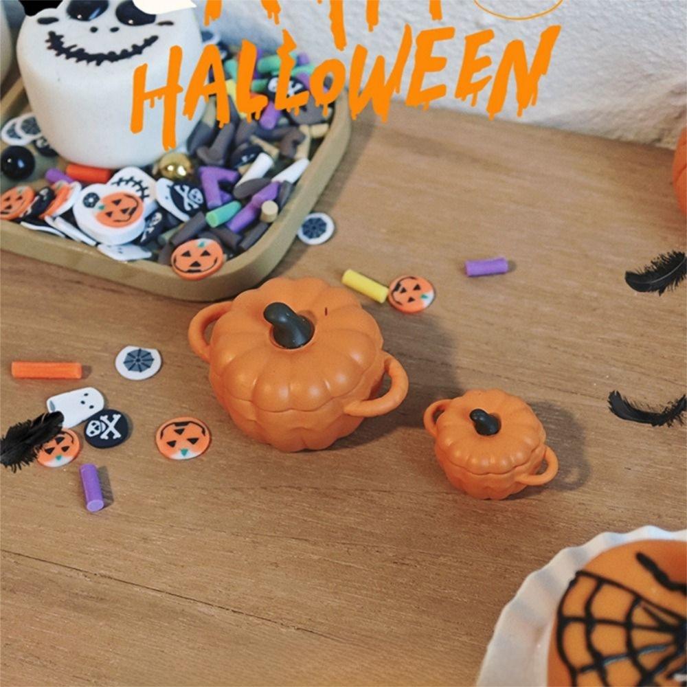 1/6 1/12 Doll Mini Pumpkin Soup Pot Alloy Dollhouse Halloween Decoration  Festival Supplies