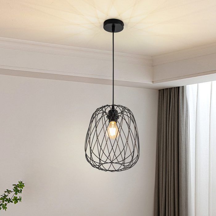NETTLIFE Suspension - Suspension ronde - E27 - Métal noir - Ø25 cm
