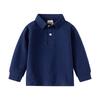 Boys Long Sleeve Polo Shirt Cotton Casual Collared T Shirt Spring Autumn Top for Kids