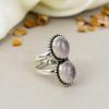 925 Sterling Silver Pink Rose Quartz Gemstone Oval Shape Ring For Women