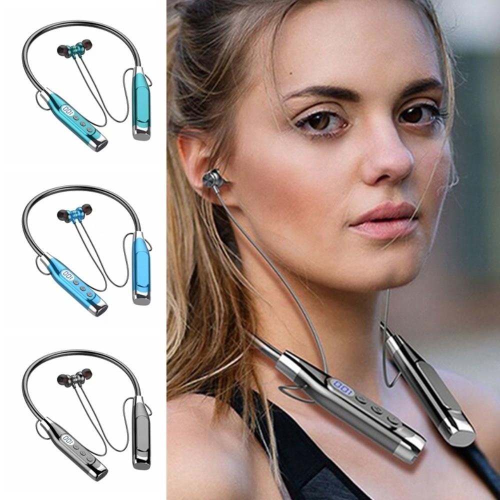 Neck-mounted Neckband Headphones LED Digital Display Sports Headsets  Sports