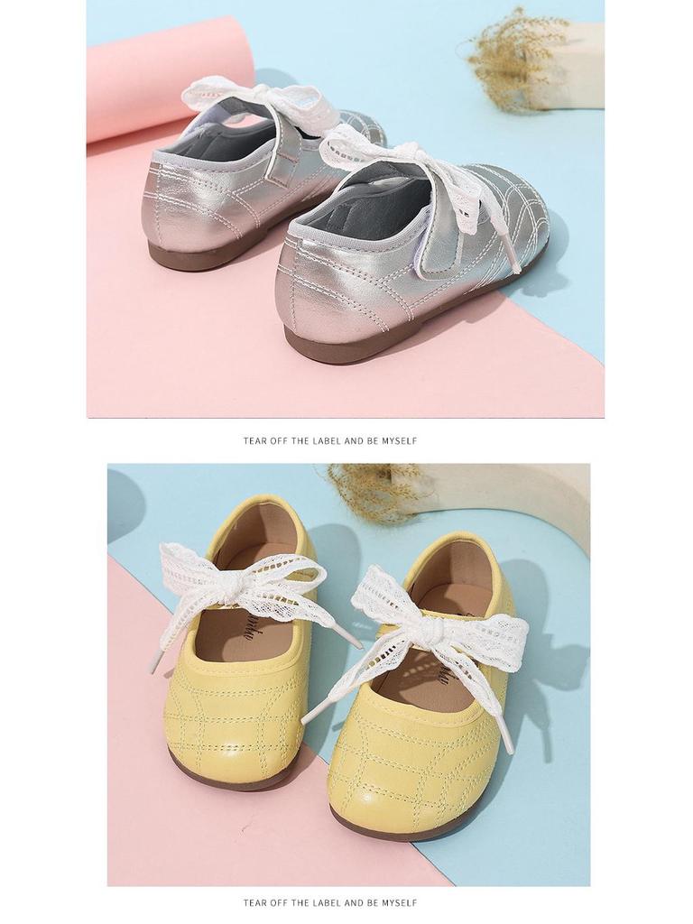 Mädchen-Schleifen-Leder-Prinzessinnenschuhe - Koreanischer Stil, Weiche Sohle, Trendige Single-Schuhe für Frühling/Herbst