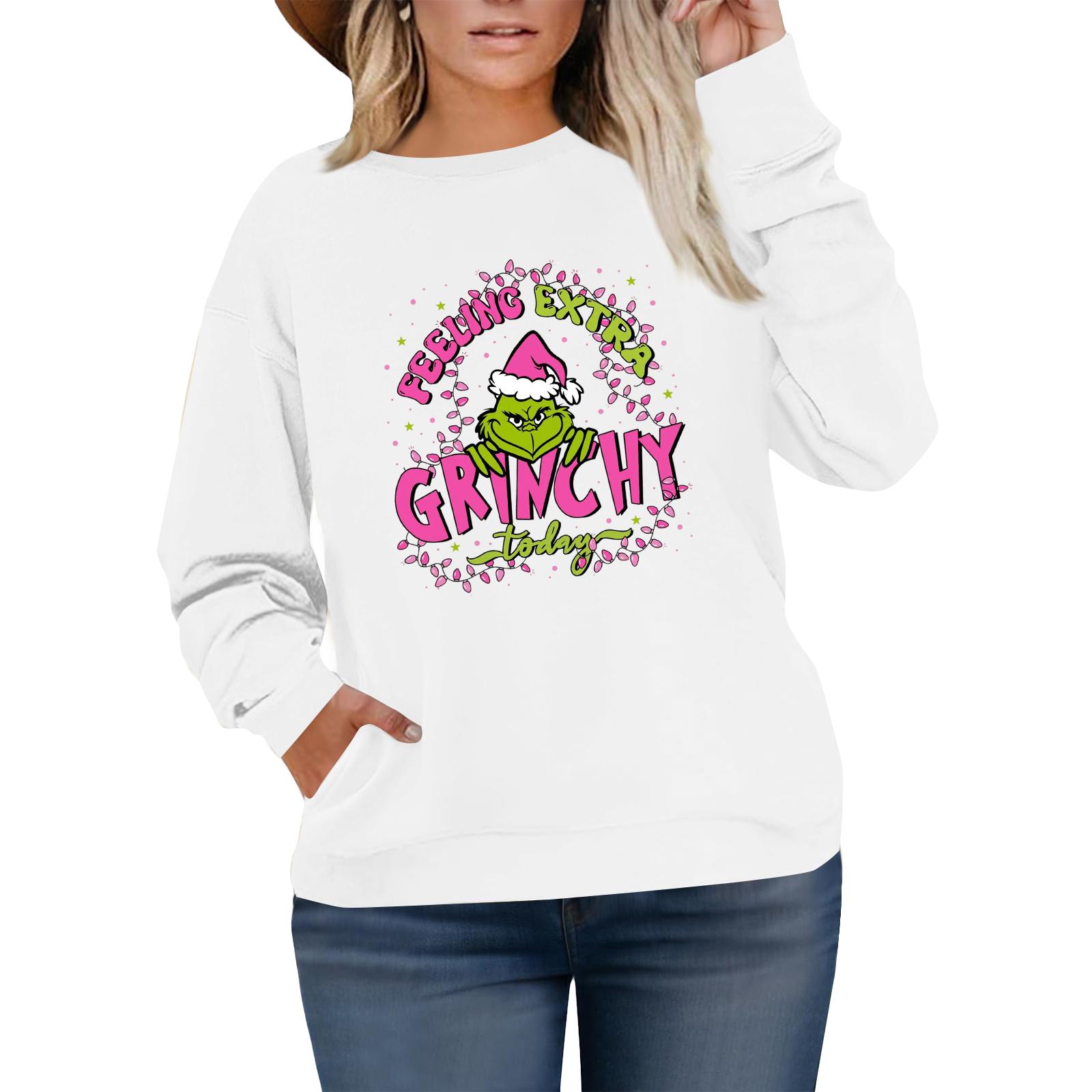 

Женский модный повседневный пуловер большого размера с длинным рукавом и принтом XL белый