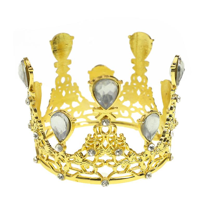 Okrągła kwiatowa dekoracyjna korona urodzinowe ozdoby do pieczenia dziecięca korona stop kryształków ślubne akcesoria do włosów koreański styl