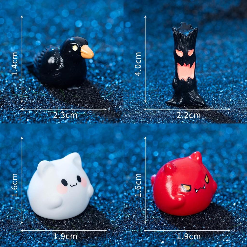 Halloween Ghost And Crow Resin Miniature With Devil And Tree For Festive Decor