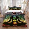 3pcs Chakra Meditation Silhouette Comforter Set with One Quilt Cover and Two Pillowcases (No Core), Perfect for Bedroom or Guest Room Decoration, Feat