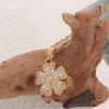 Stainless Steel Zircon Five-Petal Flower Necklace - Adjustable Clavicle Chain for Women