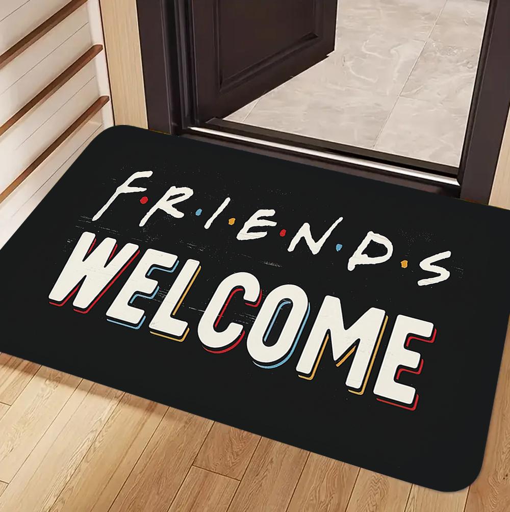 

Welcome & Friends Theme Carpet Mat Rug Stylish Home Decoration with Colorful Word Cloud & Classic TV Show Print for Entryway 40x60cm