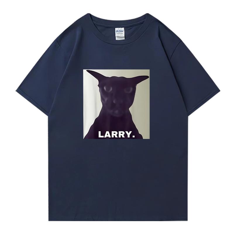 T-shirt vintage Evil Larry Cat Oversized Mulheres Homens 100% Algodão manga curta t-shirts Verão Gola Redonda Roupa estampada Unissex
