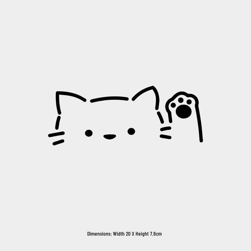 

Adorable Cat Peeking and Waving Car Decal - Triangle Windshield Cartoon Decoration