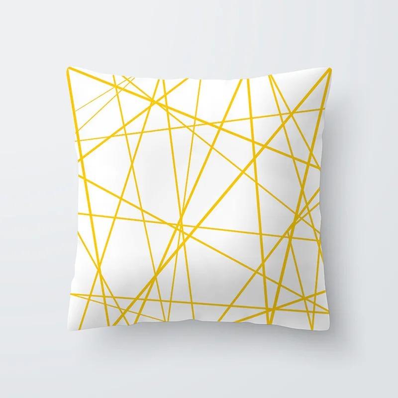 Yellow Geometric Decorative Pattern Pillowcase Office Living Room Home Pillowcase Car Ornaments