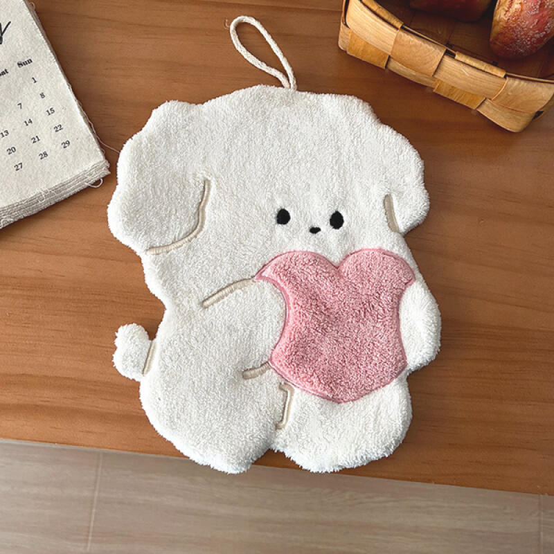 Yot Heart-fluttering Puppy Kitchen Towel Hook Hand Towel ivory