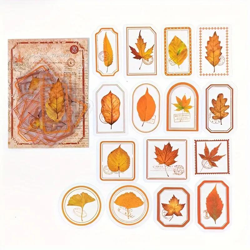 30 Pieces of Vintage Flowers Plants Leaves Handmade Account DIY Decoration Stickers Magazine Decoration Supplies DIY Decoration Label Stickers