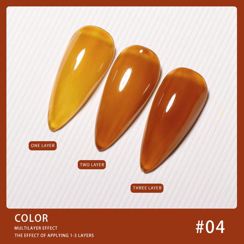BEAU COLOR 1PCS 5ml 4colors Aurora Amber Gel Polish Jelly Transparent Nail Art Gel Semi Permanent Soak Off Nail Gel Polish for Women Manicure