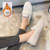Fashion 2025 Winter New Lady Flat Outside Wearing Warm Cotton Shoes Comfy Velvet Lazy Loafers Thick soled Big Size Shoes Mujer Zapatos