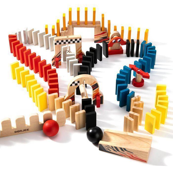Jeu de Domino Rally coloré en bois 115 pièces - Dorjee - D3.400 - A partir de 4 ans