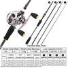 Fishing Rod Reel Combo 24 Ton Carbon 4 Piece Casting Rod and Baitcasting Reel Lure Bass Fishing Sets