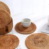 6Pcs/ Drink Coasters Set for Kungfu Tea Accessories Round Tableware Placemat Dish Mat Rattan Weave Cup Mat Pad