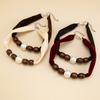 Vintage Leopard Print Silk Scarf Flannel Knotted Necklace Female, Creative Imitation Pearl Ccb Beaded Neck Chain Necklace