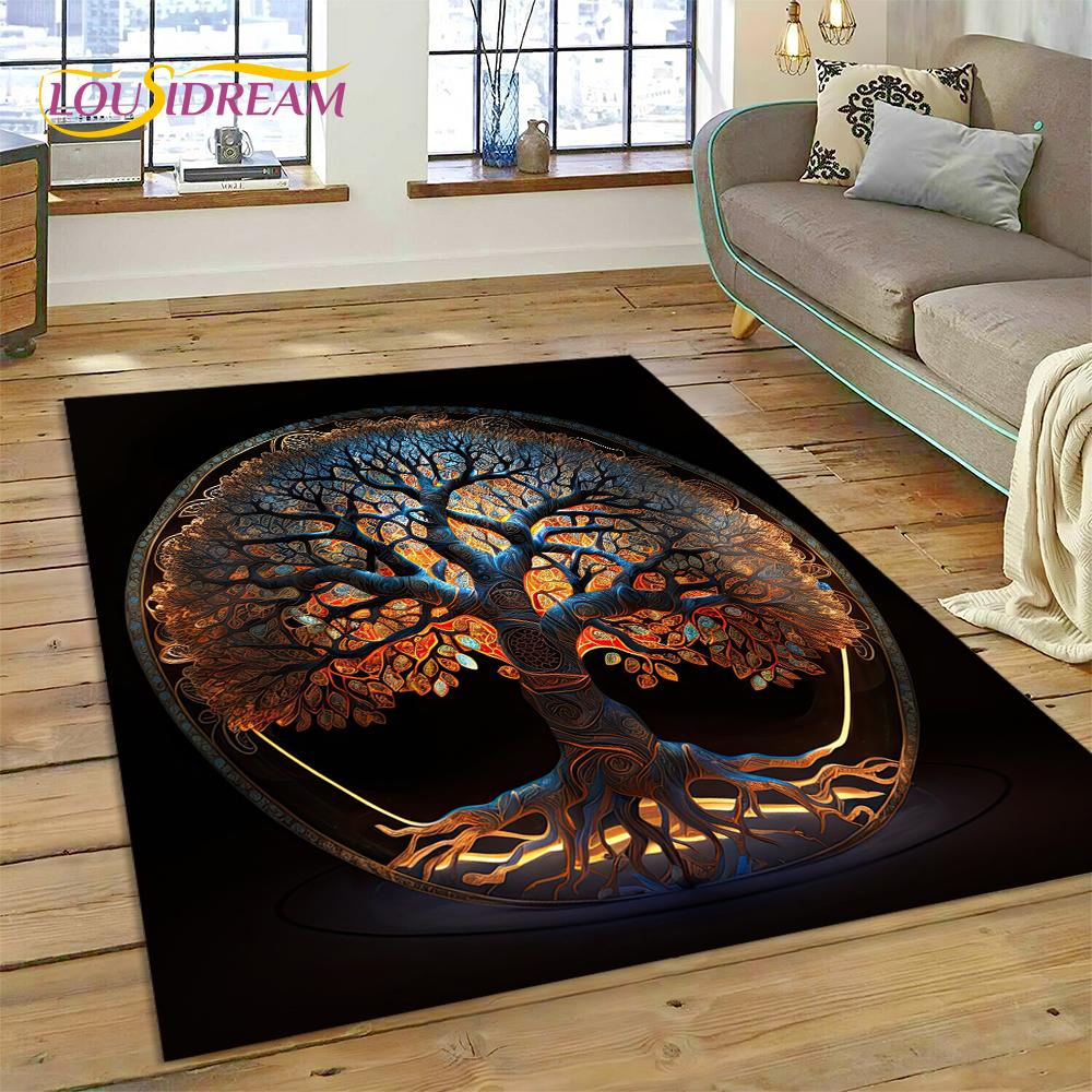 3D Strom života Příroda Viking Yggdrasil Severský Koberec pro Obývací pokoj Ložnice Dekorace, Protiskluzová Dekorace na Pohovku Rohožka Dárek