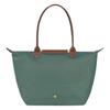 Longchamp Le Pliage Einfarbig Logo Druckknopf Reißverschluss Faltbar Nylon Canvas Knödel Tragetasche Handtasche Groß Damen Handtaschen Salbei-Grün 1899089P84