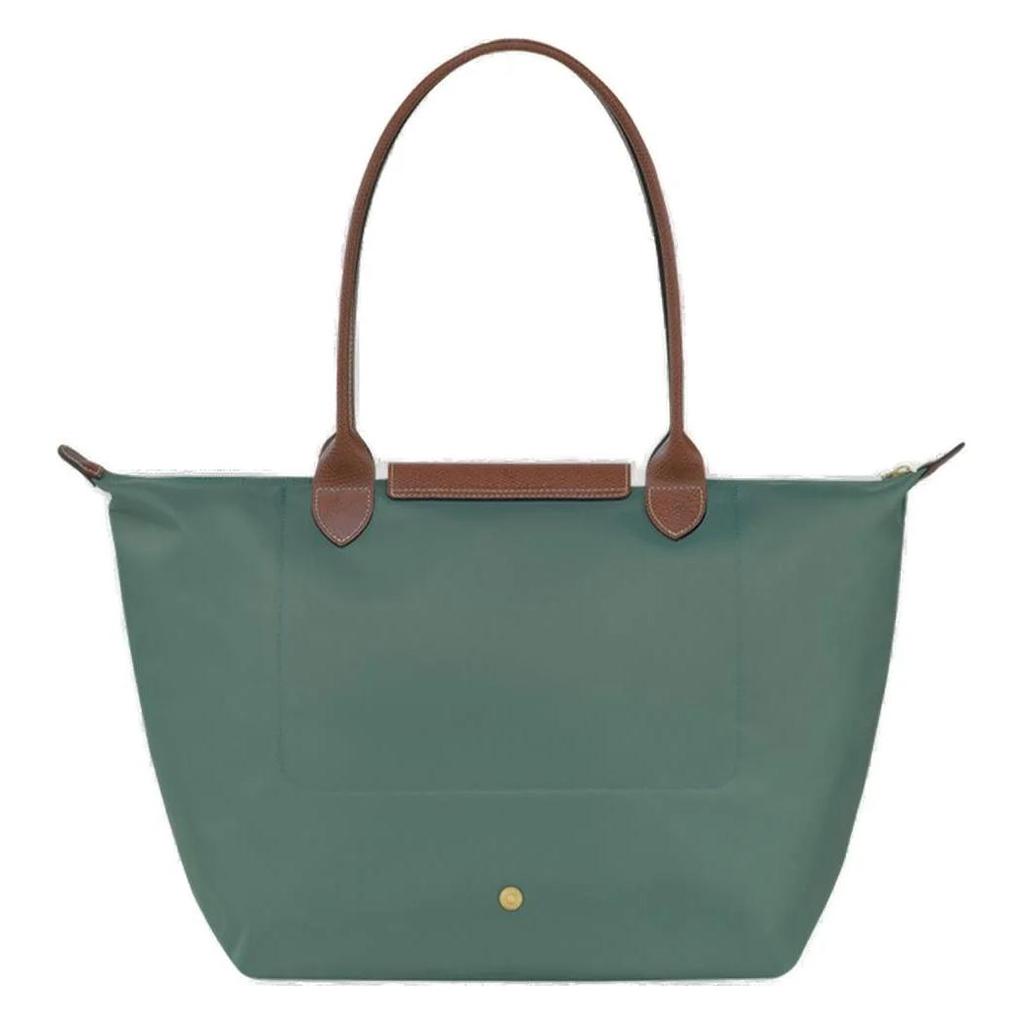 Longchamp Le Pliage Einfarbig Logo Druckknopf Reißverschluss Faltbar Nylon Canvas Knödel Tragetasche Handtasche Groß Damen Handtaschen Salbei-Grün 1899089P84