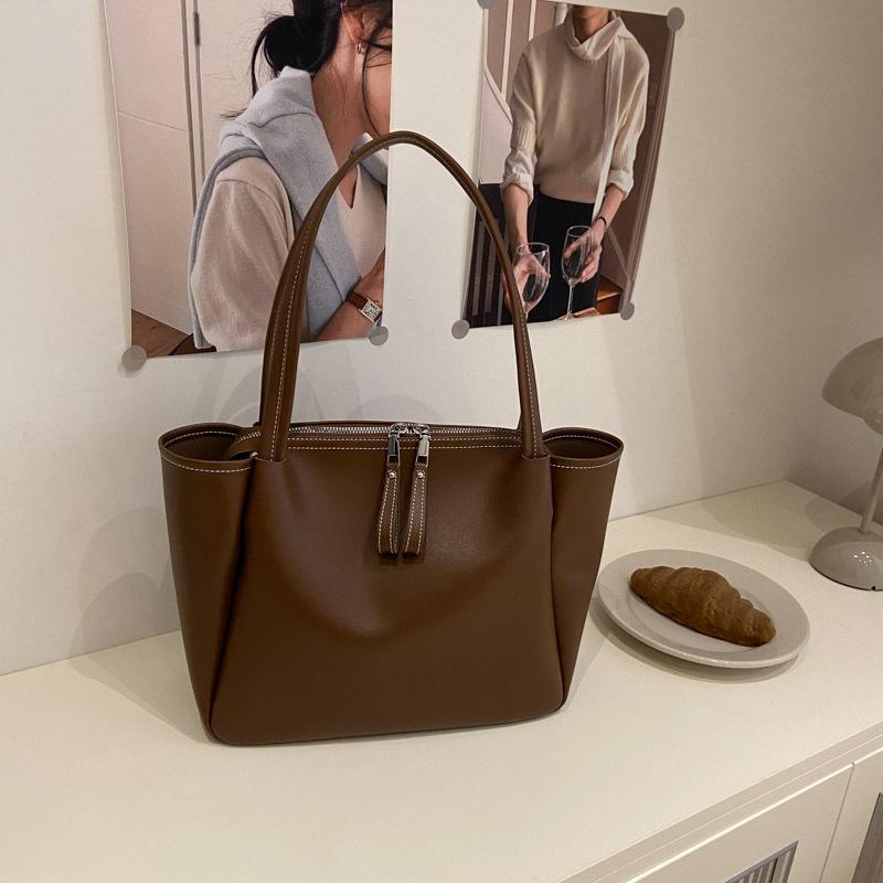 

Модная женская сумка-тоут большой вместимости, новая, ретро, повседневная, универсальная, портативная, на плечо коричневый