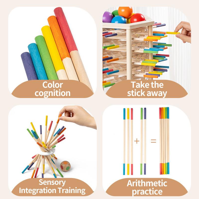 Tower Puzzle Hexagonal Game Wooden Blocks For Kids Educational Playroom Gift