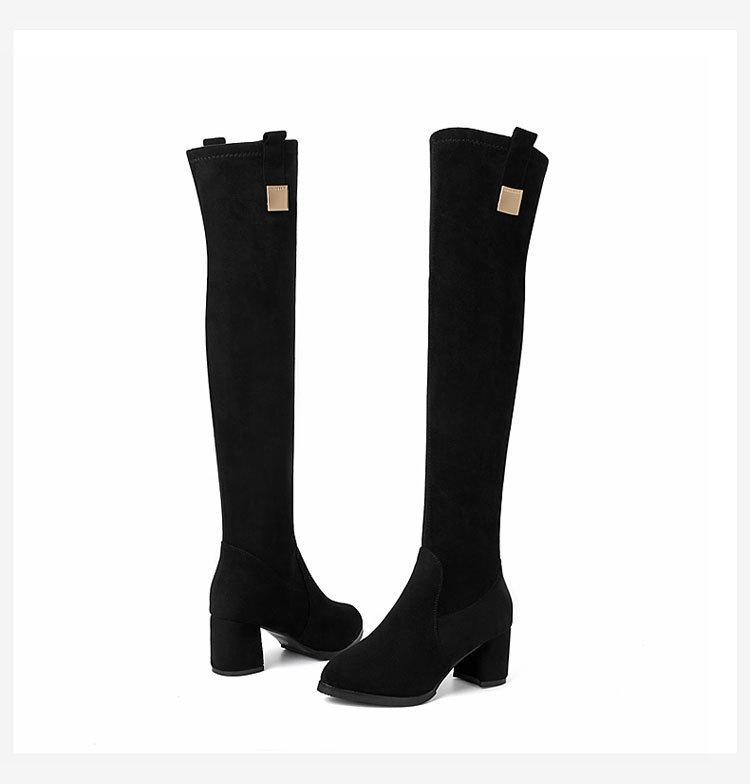 Autumn and Winter Knee Boots Pointed Thick Heel High Heel Boots Women's Thin Elastic Boots Thin Boots