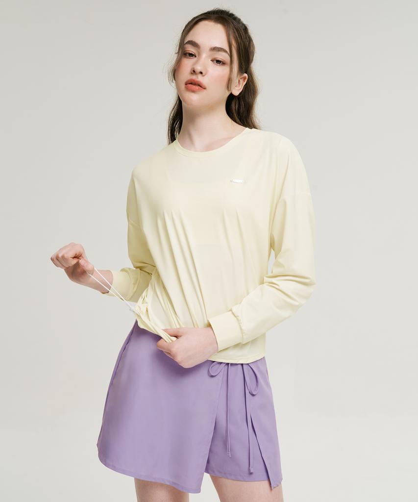 Leijibi [Set] Air Pastel String Women'S Long Sleeve Rash Guard + Wrap Skirt Set (4 Colors)