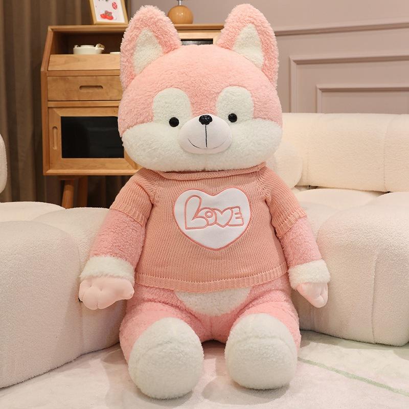 

Husky Plush Dog Toy Pillow Animal Stuffed Doll Bedroom Decoration Kids Gift 60cm рожевий